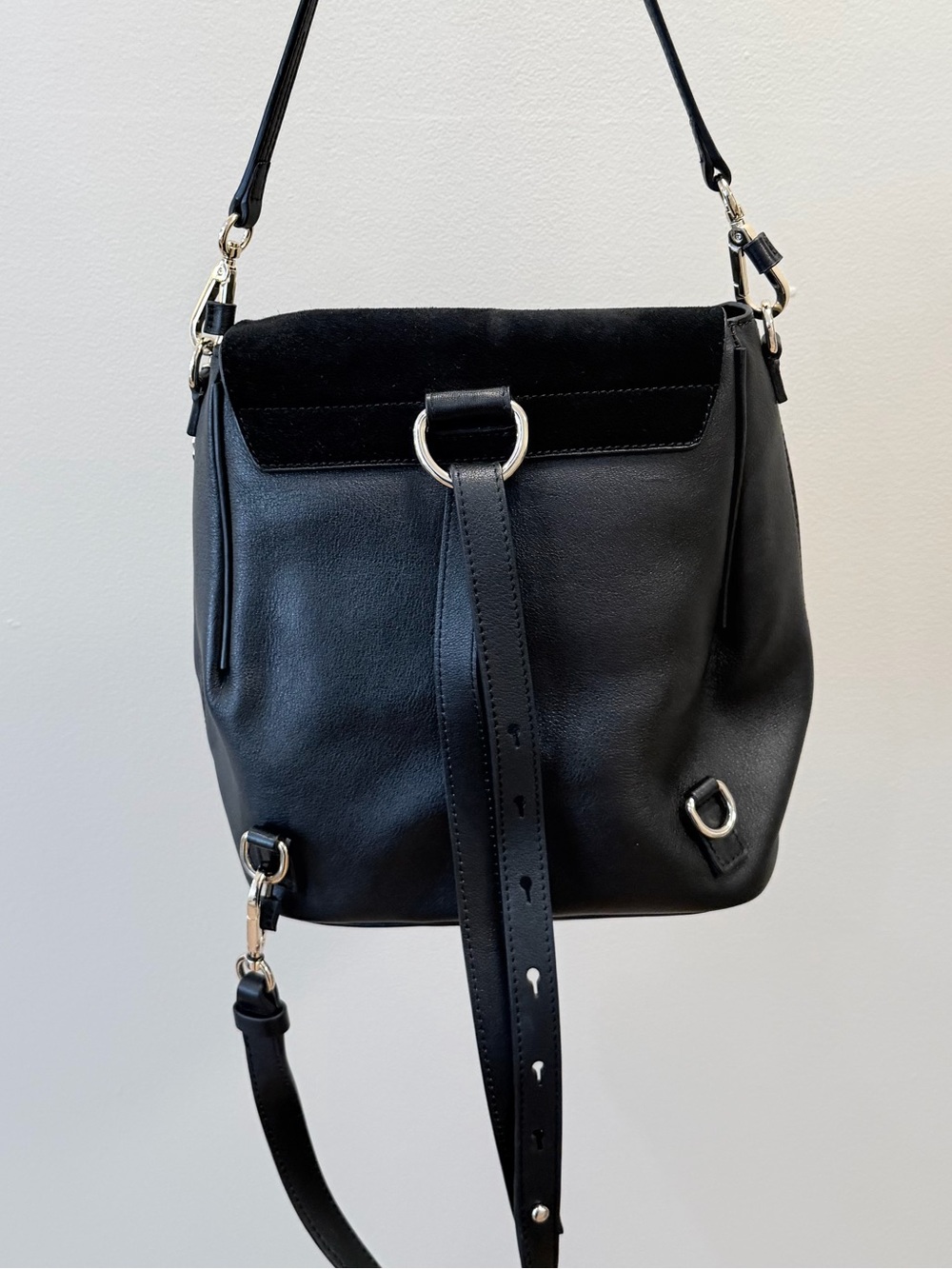 Chloe Suede Calfskin Medium Faye Backpack in Black - Picture 2 of 11